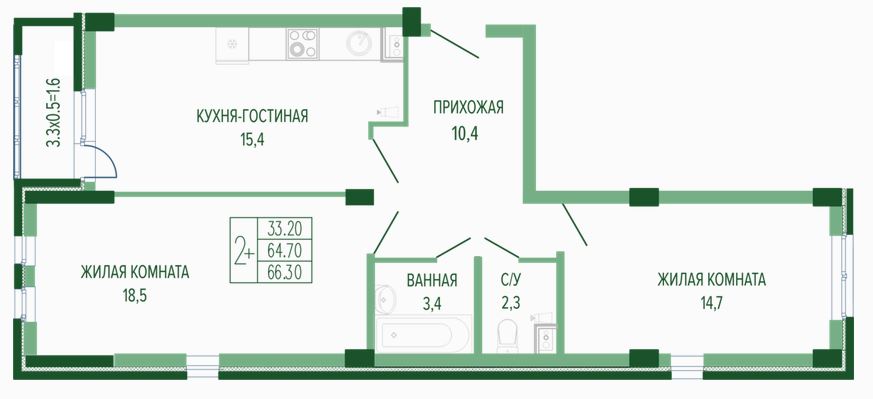 Двухкомнатная в Литер 4