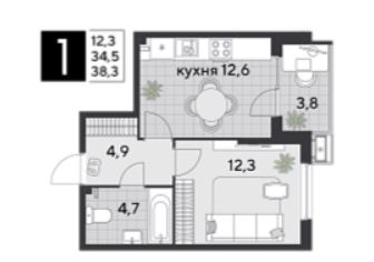 Однокомнатная в Литер 15