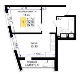 Однокомнатная в Литер 21