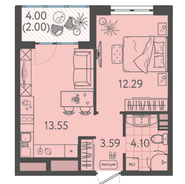 Однокомнатная в Литер 2