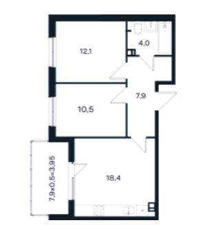 Двухкомнатная в Литер 13 очередь 3