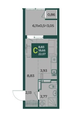 Студия в Дом 2 очередь 2 