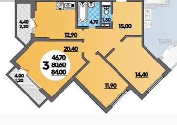 Трехкомнатная в Литер 8.2