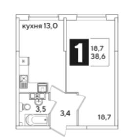 Однокомнатная в Литер 46