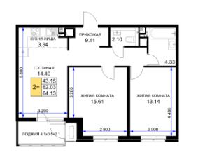 Двухкомнатная в Литер 5