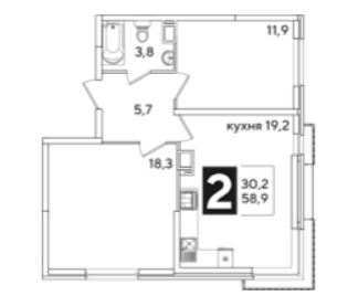 Двухкомнатная в Литер 33