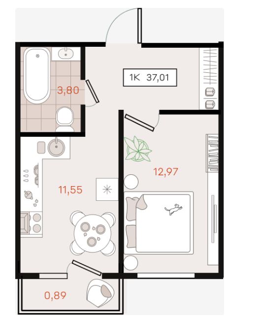 Однокомнатная в Литер 7