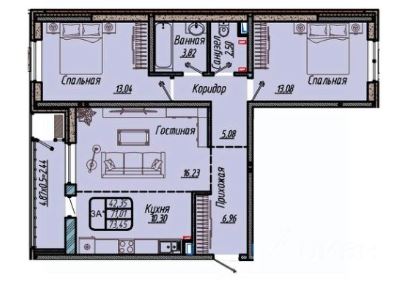 Трехкомнатная в Литер 1