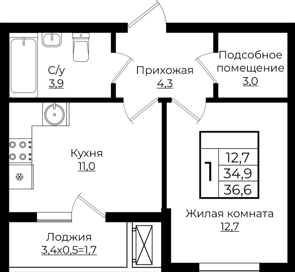 Однокомнатная в Литер 2