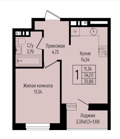 Однокомнатная в 2 Очередь