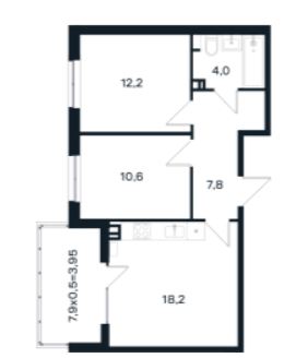 Двухкомнатная в Литер 9 очередь 3