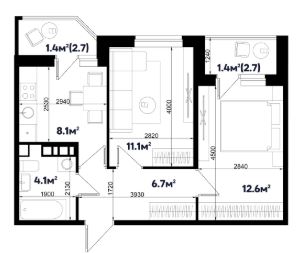 Двухкомнатная в Литер 2.8