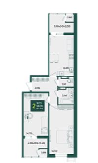 Двухкомнатная в Дом 16 очередь 4