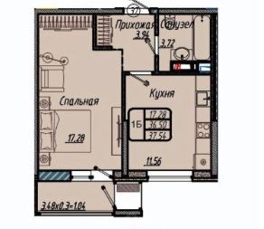 Однокомнатная в Литер 1