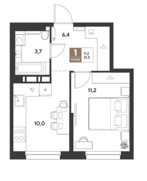 Однокомнатная в Литер 12