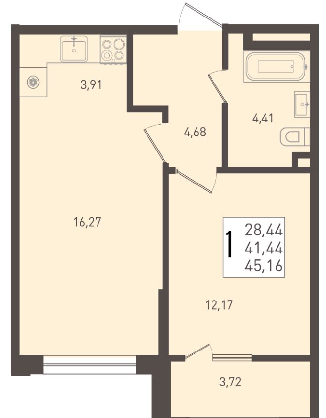 Однокомнатная в Литер 6