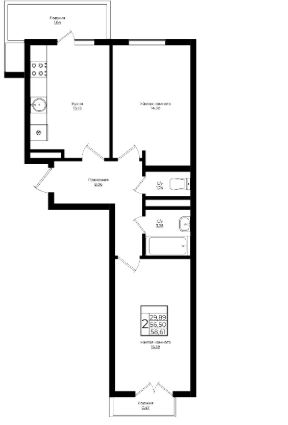 Двухкомнатная в Литер 3