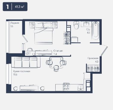Однокомнатная в Литер 6.1