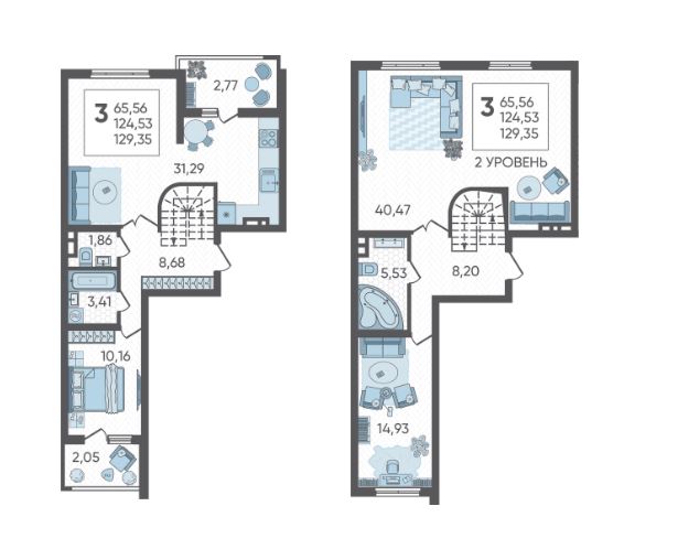 Трехкомнатная в Литер 1