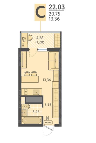 Студия в Литер 9 очередь 3