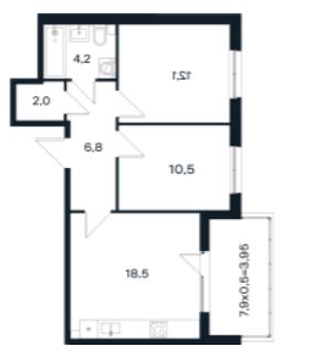 Двухкомнатная в Литер 9 очередь 3