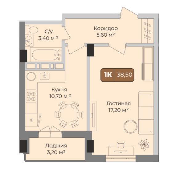 Однокомнатная в Литер 3