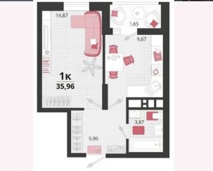 Однокомнатная в Литер 16