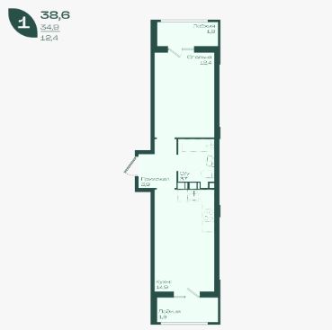 Однокомнатная в Литер 1.2