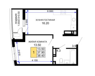 Однокомнатная в Литер 21
