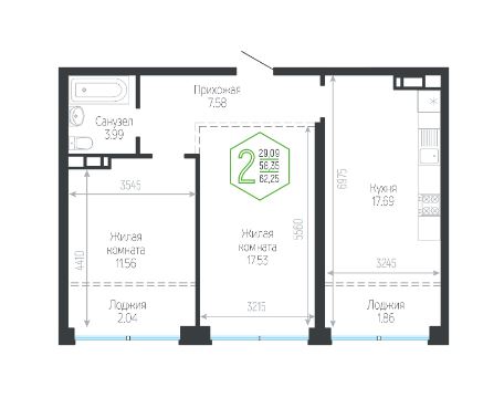 Двухкомнатная в Литер 5