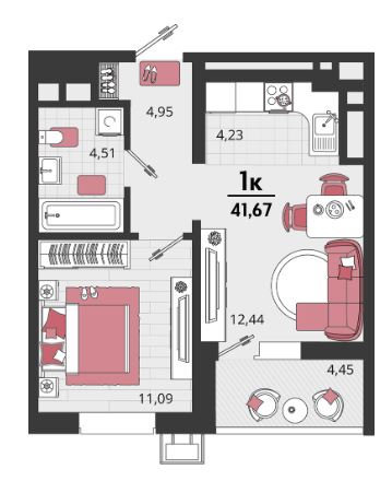 Однокомнатная в Литер 17