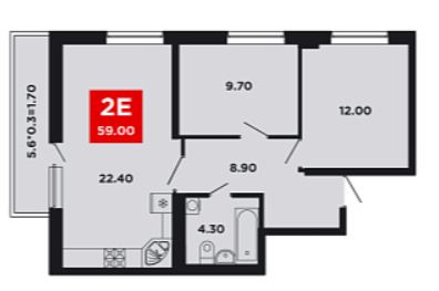 Двухкомнатная в Литер 17