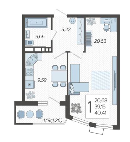 Однокомнатная в Литер 4