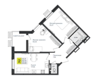 Двухкомнатная в Литер 2