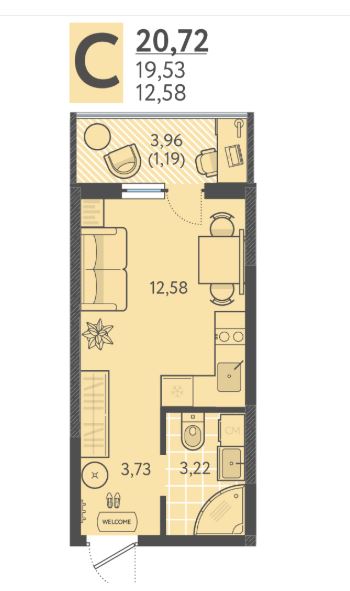 Студия в Литер 6 очередь 2