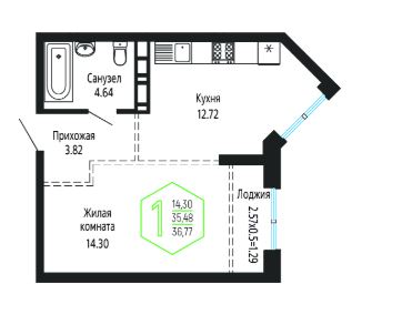 Однокомнатная в Литер 4
