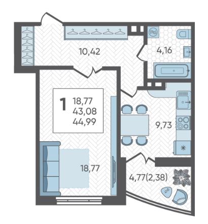Однокомнатная в Литер 2