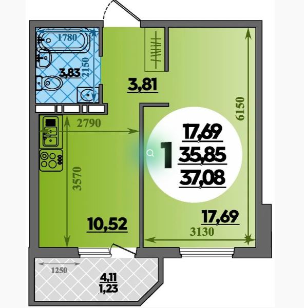 Однокомнатная в Литер 42