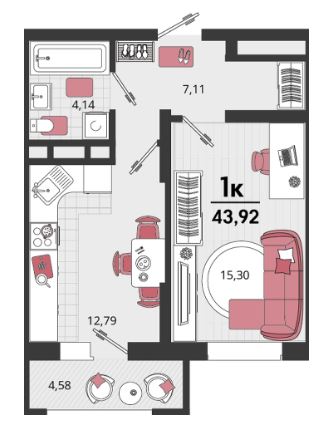 Однокомнатная в Литер 18