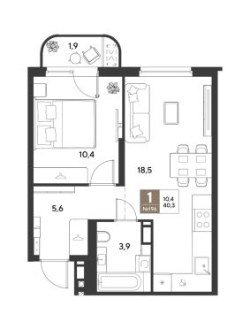 Однокомнатная в Литер 12