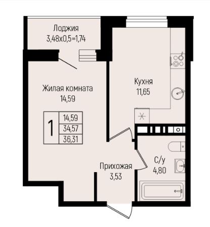 Однокомнатная в 2 Очередь