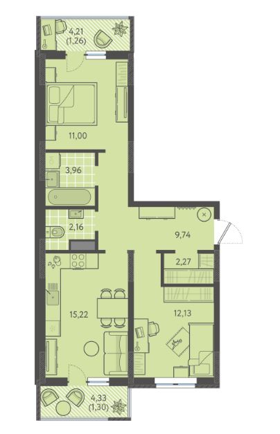 Двухкомнатная в Литер 5 очередь 2 