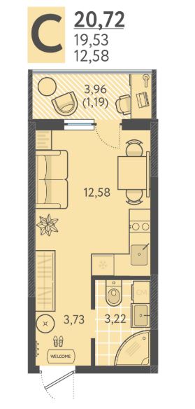 Студия в Литер 6 очередь 2