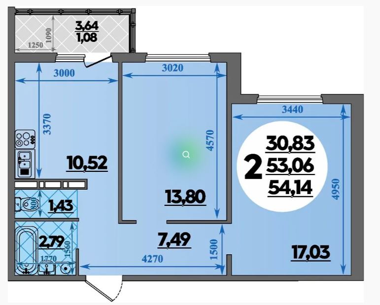 Двухкомнатная в Литер 35