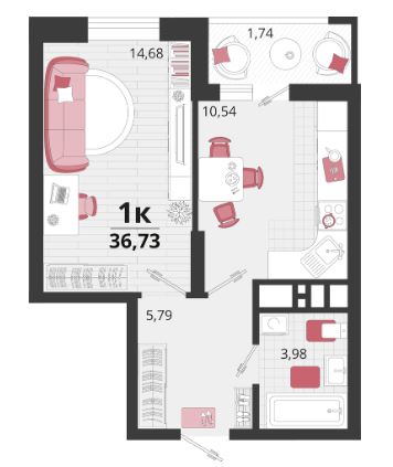 Однокомнатная в Литер 16