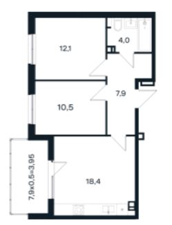 Двухкомнатная в Литер 10 очередь 3