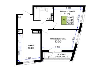 Двухкомнатная в Литер 25