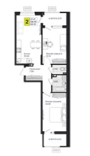 Двухкомнатная в Литер 2