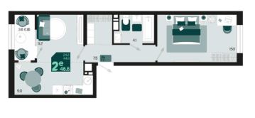 Двухкомнатная в Квартал 1.6 Литер 1