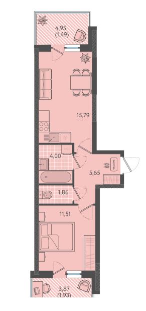 Однокомнатная в Литер 7 очередь 2